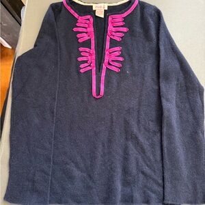 Pink Pineapple Women's V-Neck Cashmere Small Sweater - Blue